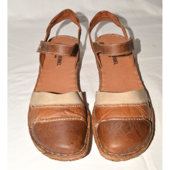 Josef Seibel Women’s Leather Sandals Size 42 (11) Brown Tan Ankle Strap Comfort - Picture 1 of 6
